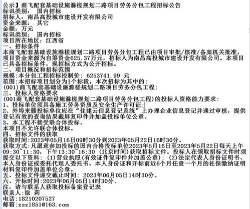公示 商飛配套基礎設施滁槎規劃二路項目勞務分包工程招標公告
